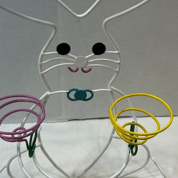 EASTER Country Style Bunny Rabbit 5 Colorful Pastels Egg Holder Springtime NWT - Picture 3 of 7